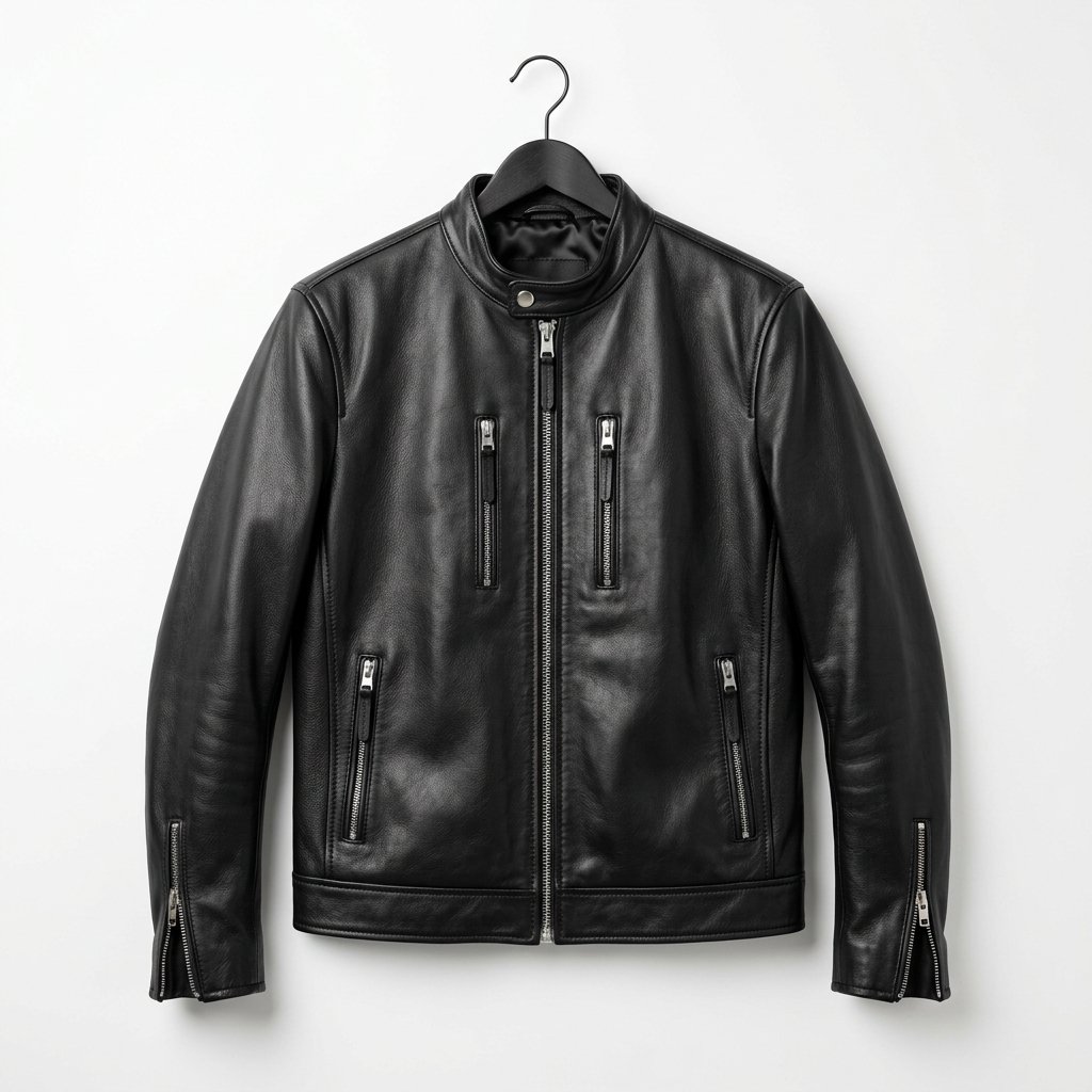 Handcrafted leather jacket detail